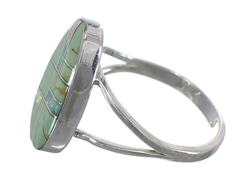 Turquoise And Opal Inlay Genuine Sterling Silver Ring Size 7-3/4 RX57622